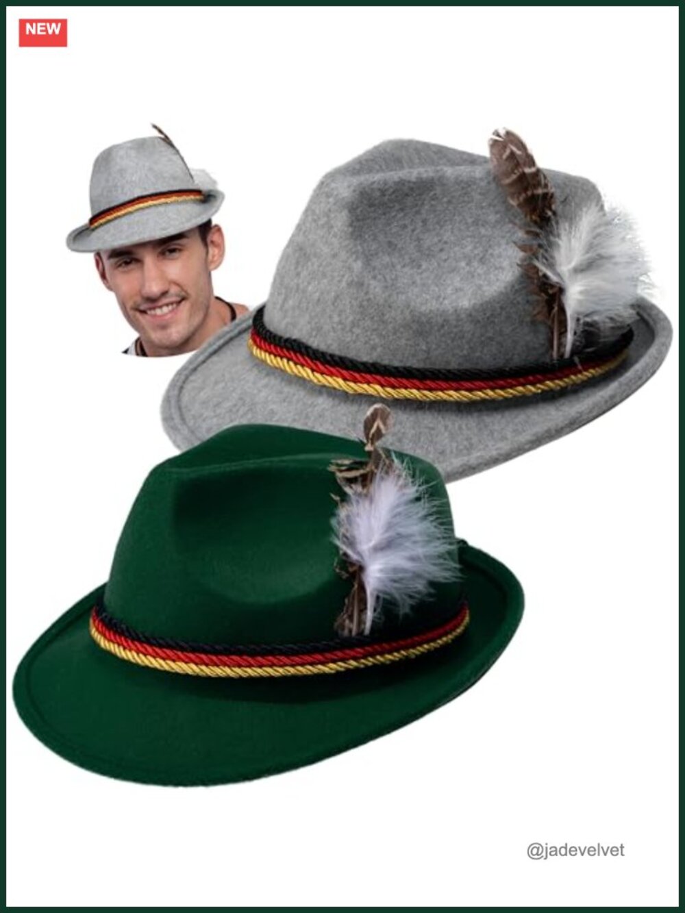 2 PCS Oktoberfest Felt Fedora Hats for Men Halloween Costume Accessories
